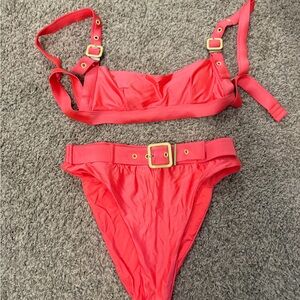 Dolce Vita Red Bikini Set with Buckle Details